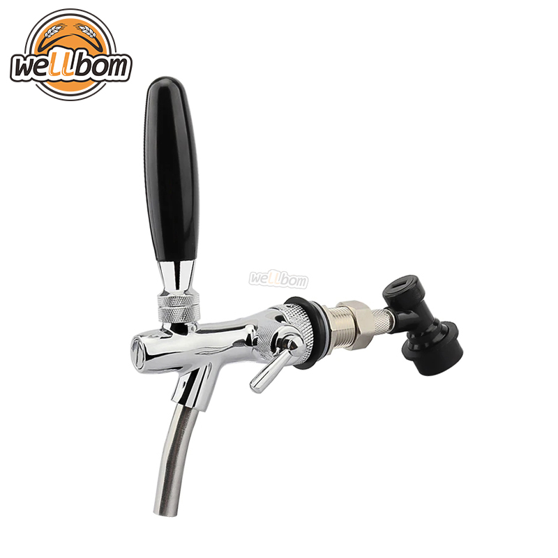 New Adjustable G5/8 Beer Faucet Chrome Plating Beer tap with Long Black Handle Homebrew making tap Drink tap bar accessories